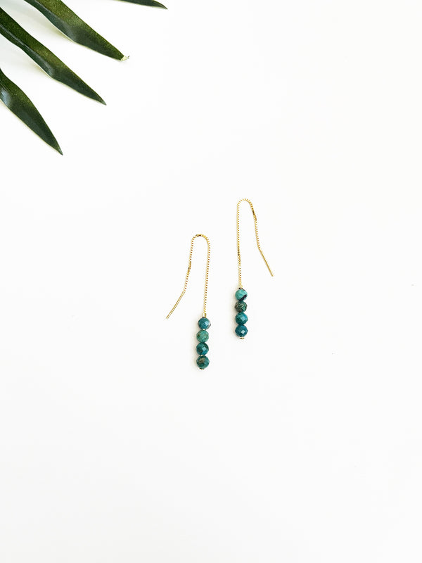 special edition chrysocolla threader earrings - gold