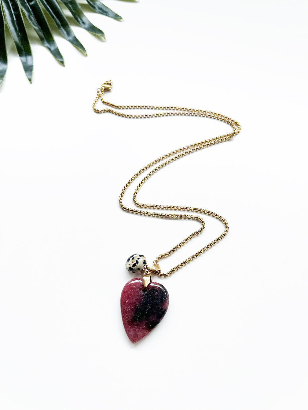 touchstone necklace - rhodonite and dalmatian jasper