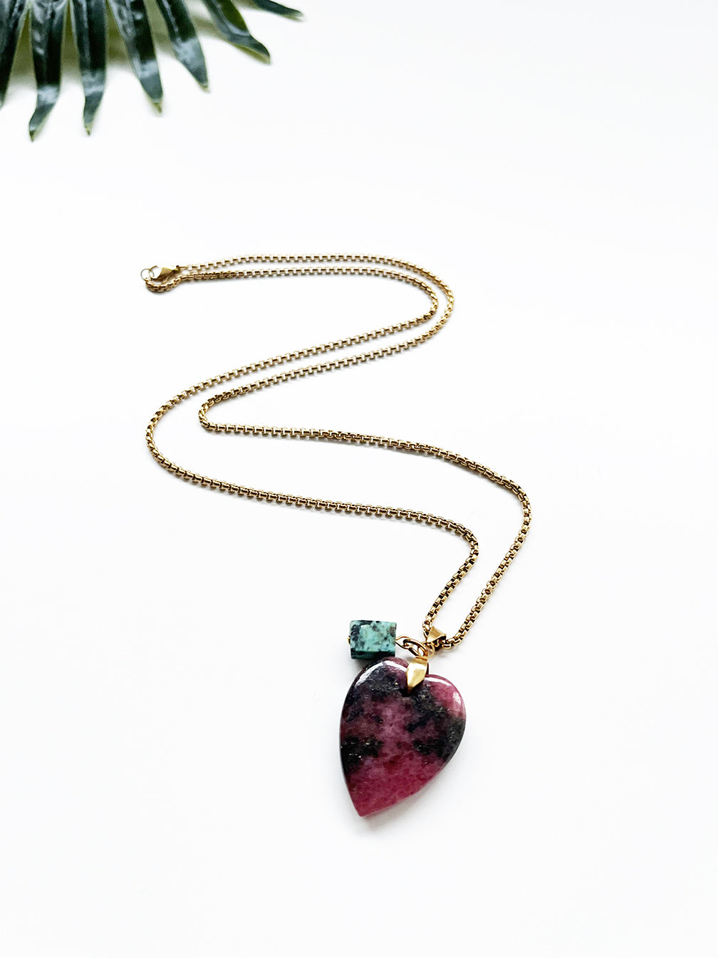 touchstone necklace - rhodonite and African turquoise