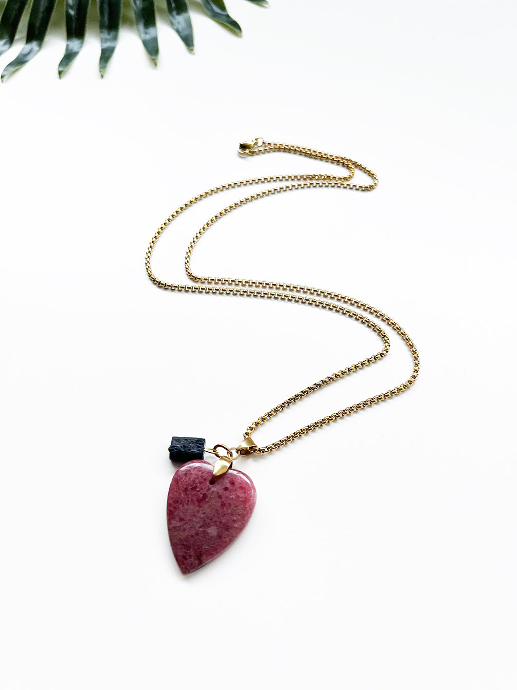 touchstone necklace - rhodonite and black tourmaline