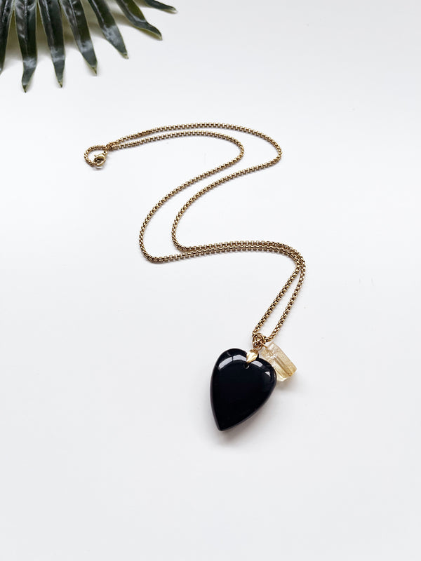 touchstone necklace - black onyx and citrine
