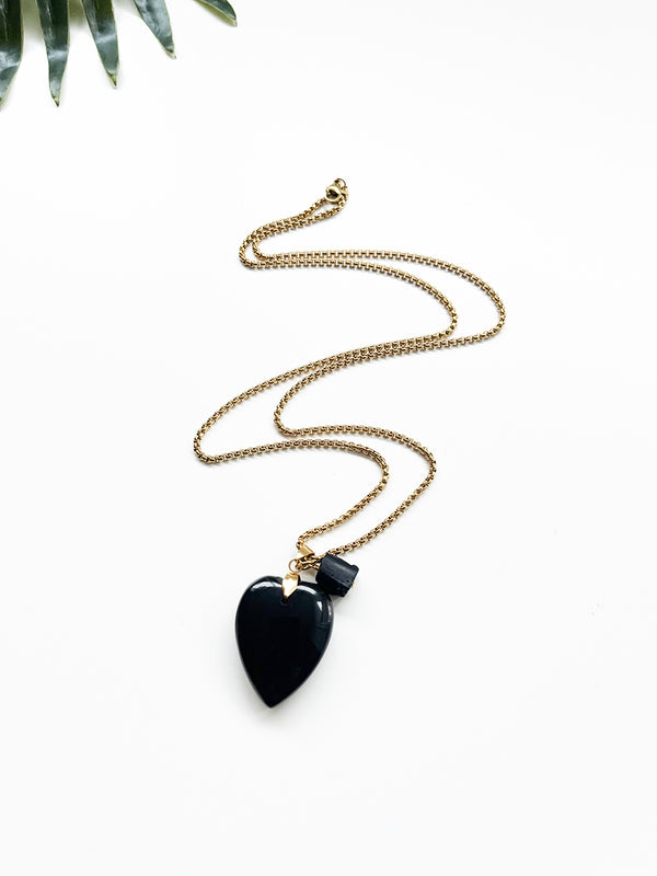 touchstone necklace - black onyx and black tourmaline