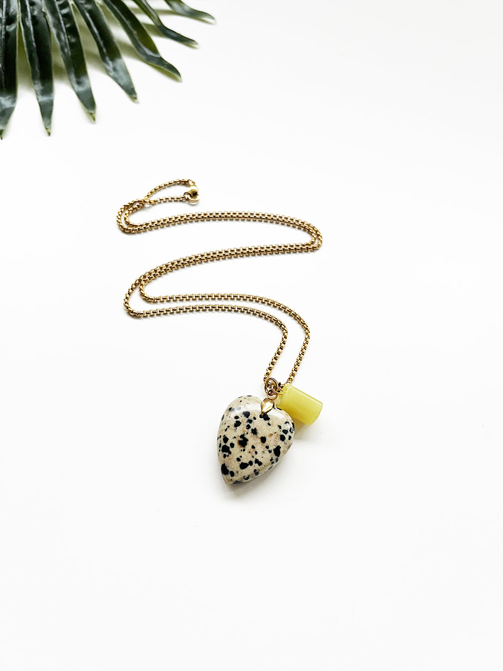 touchstone necklace - dalmatian jasper and lemon jade