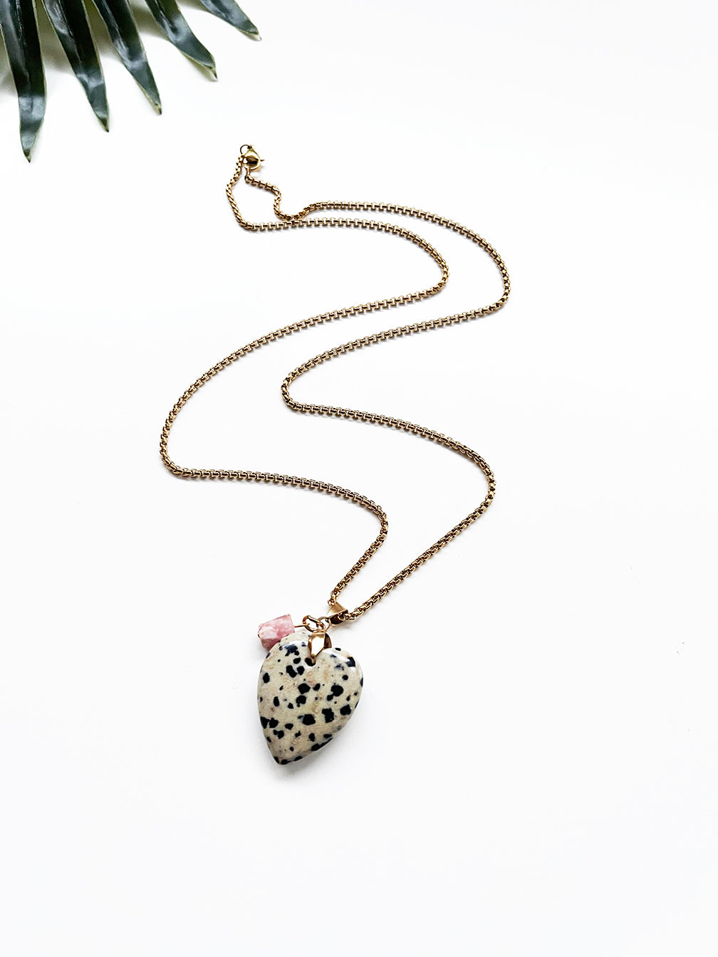 touchstone necklace - dalmatian jasper and rhodochrisite