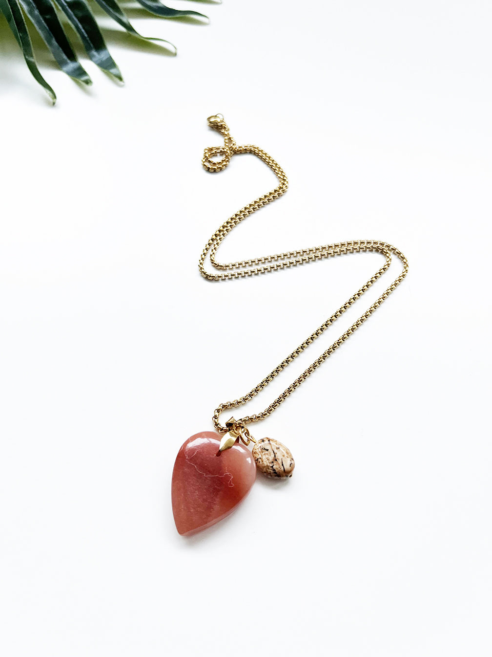 touchstone necklace - peach aventurine and picture jasper