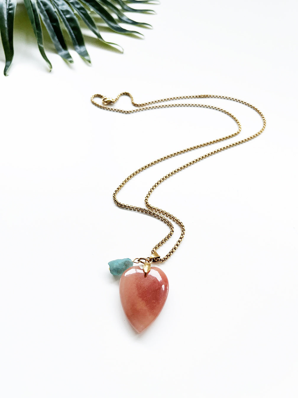touchstone necklace - peach aventurine and blue apatite