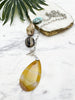 asymmetrical pendant necklace -yellow agate and turquoise howlite