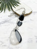 asymmetrical pendant necklace -agate and onyx