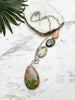 asymmetrical pendant necklace - unakite and peach aventurine