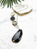 asymmetrical pendant necklace - black agate and jasper