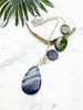 asymmetrical pendant necklace - sodalite and amethyst