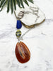 asymmetrical pendant necklace - orange agate and brown zebra jasper