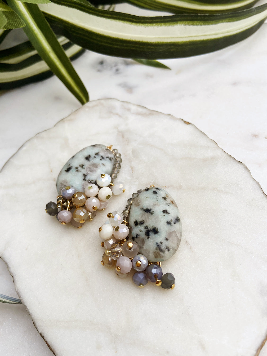 confetti earrings - sesame jasper