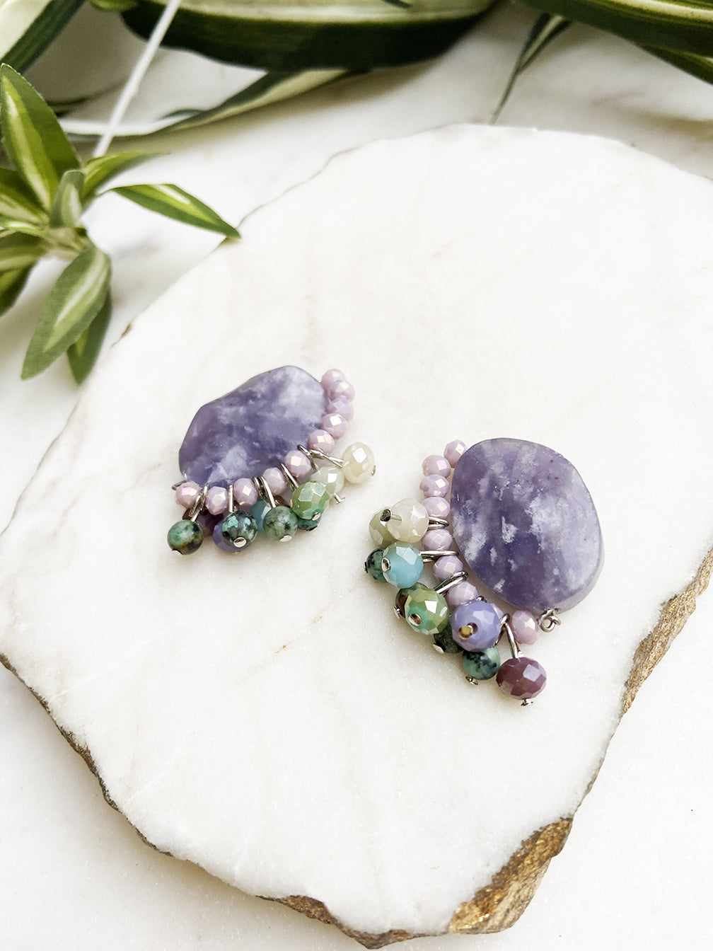 confetti earrings - purple mix