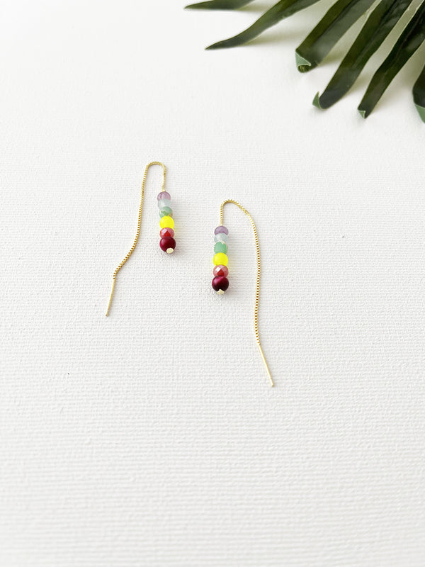 confetti threader earrings - rainbow