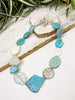 turquoise and white collage necklace