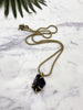 long crush chunky pendant -black obsidian
