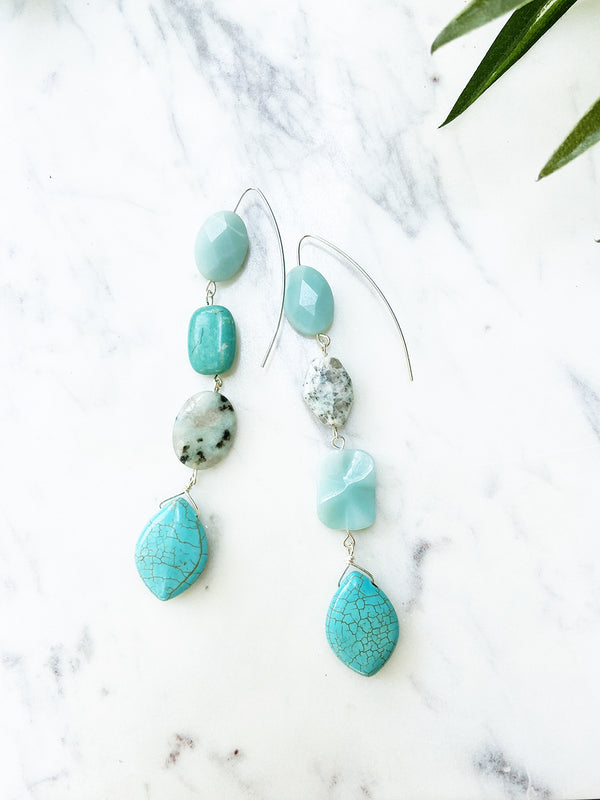 goddess earrings - turquoise mix