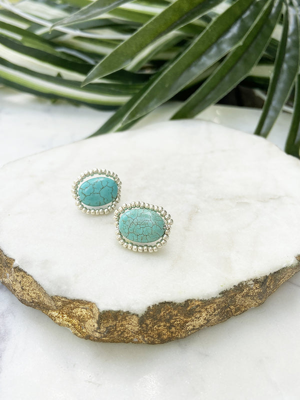 goddess post earrings - turquoise magnesite