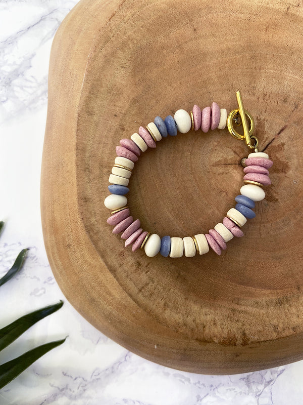 globetrotter narrow bracelet - pink and periwinkle mix