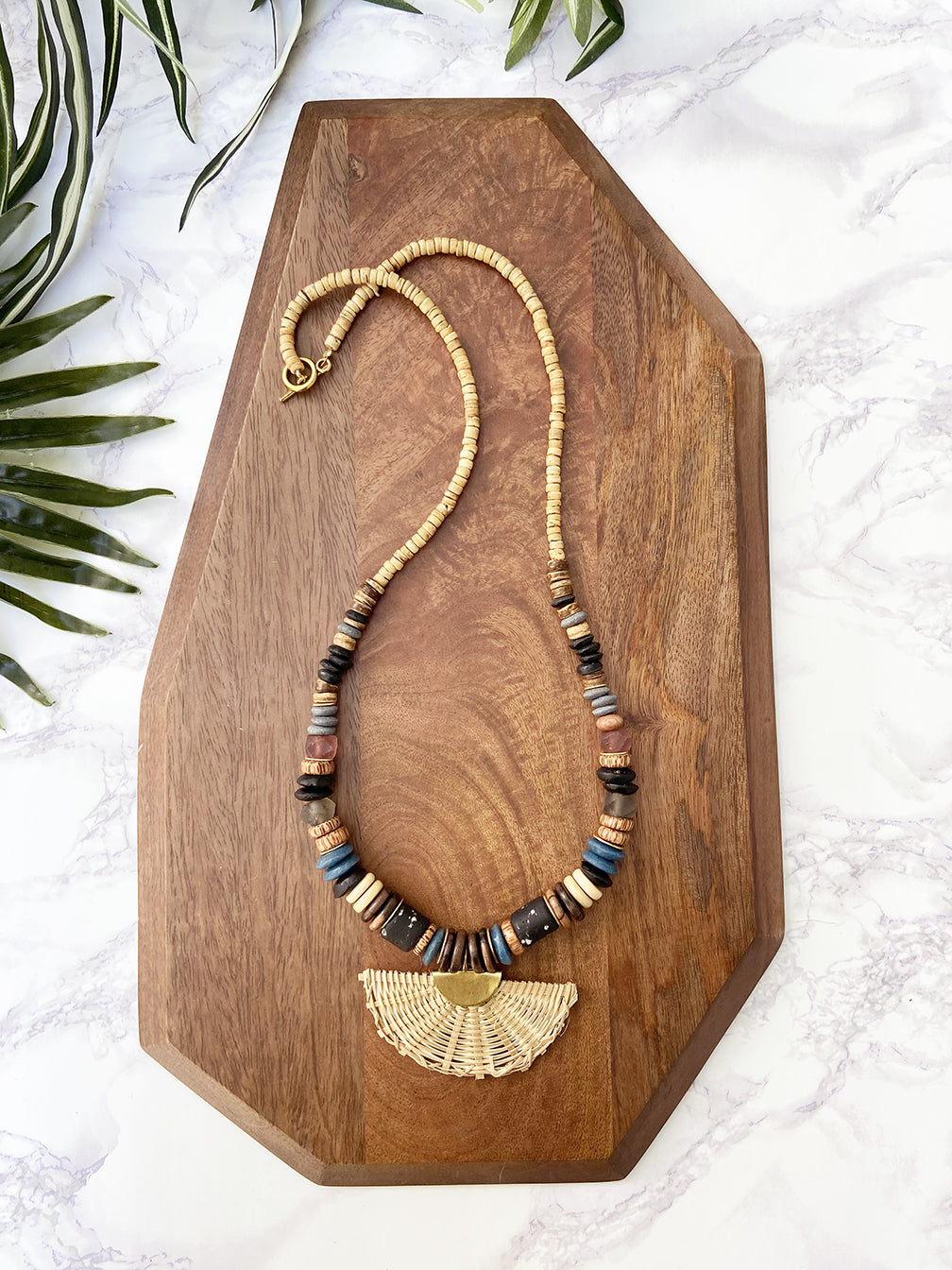 globetrotter necklace - black, brown and teal mix