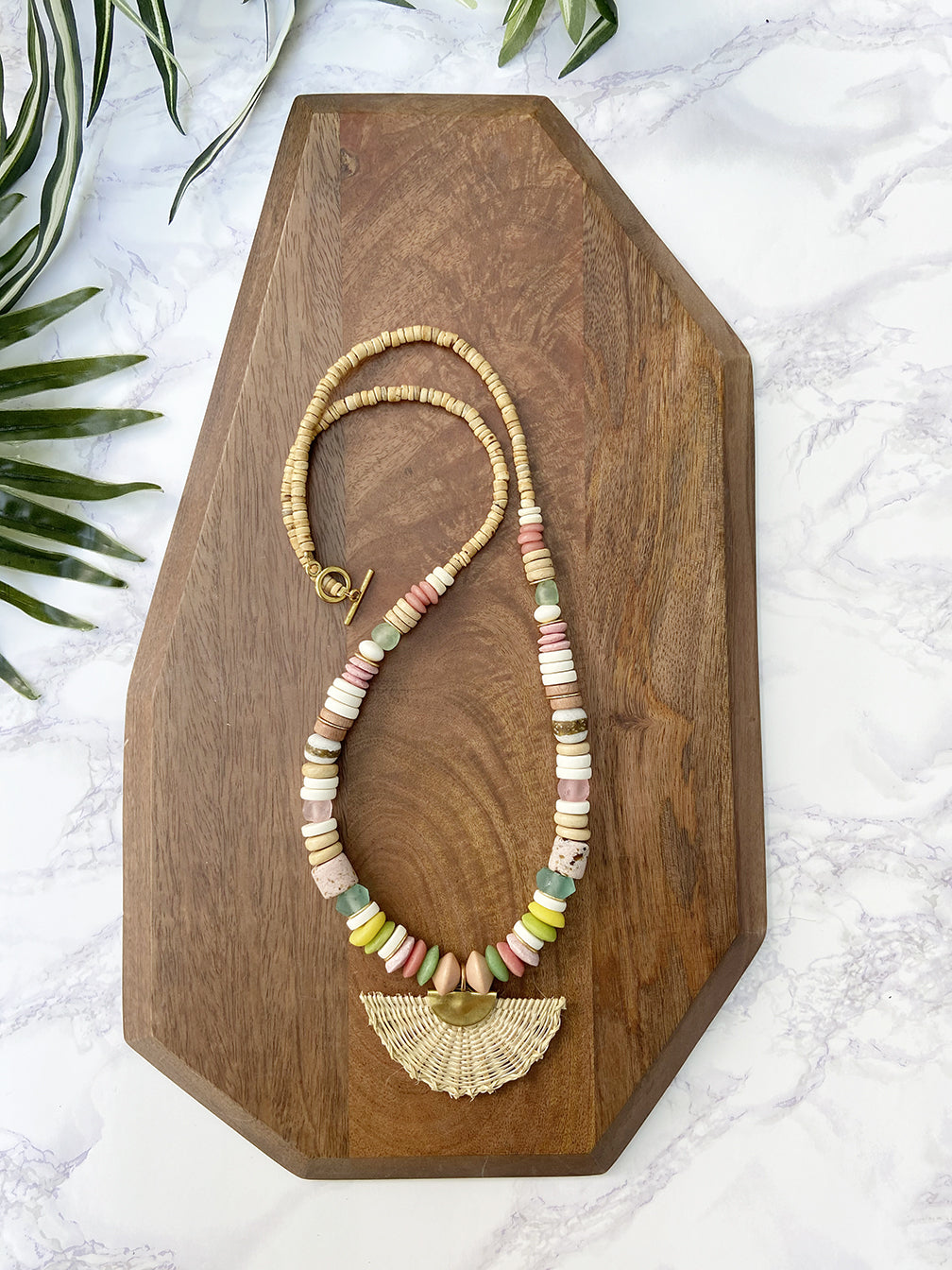 globetrotter necklace - pink, yellow and green mix