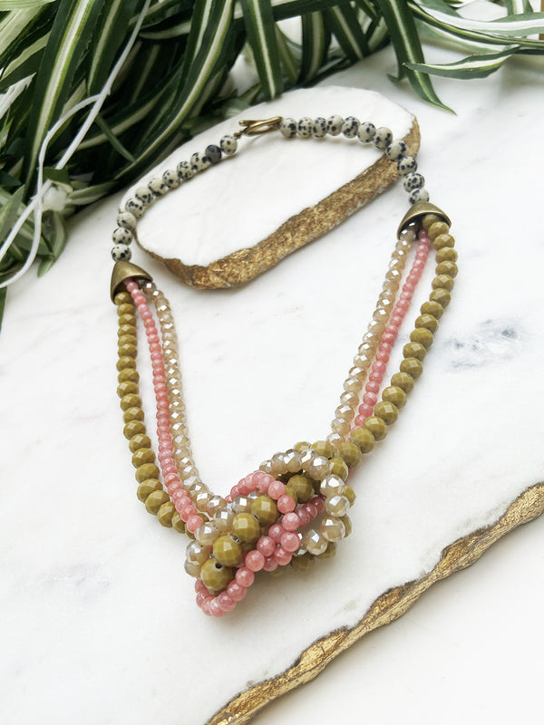 moss green and rhodochrisite uptown necklace