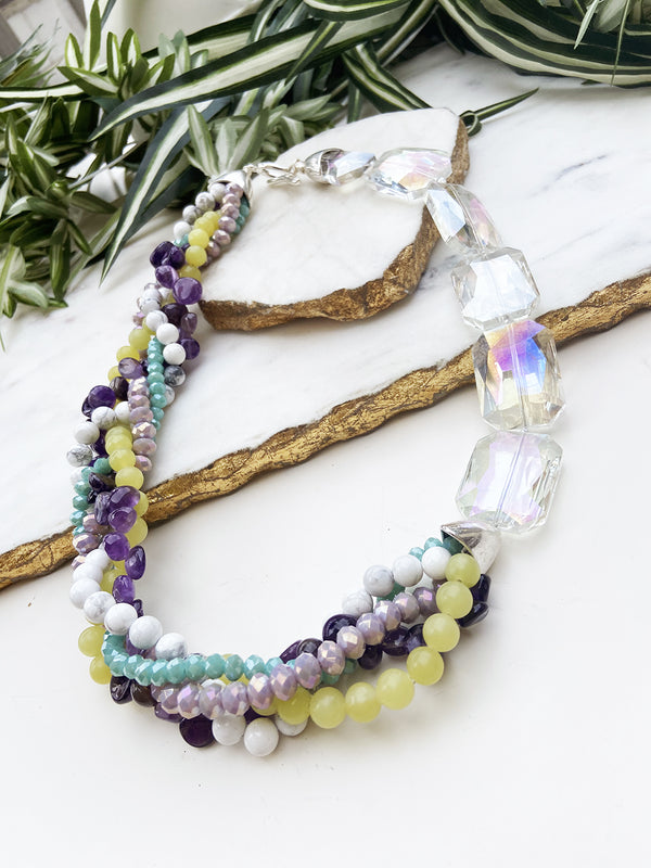 green and purple mingle necklace