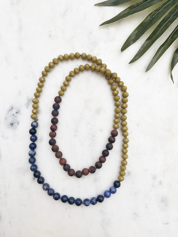 mixer necklace - sodalite and red tigereye