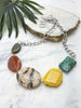 quintet necklace - feldpath and yellow howlite