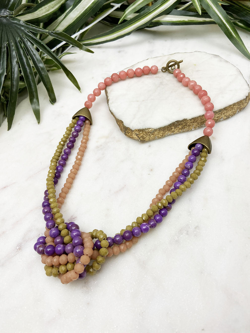 fuzzy peach - purple and peach uptown necklace
