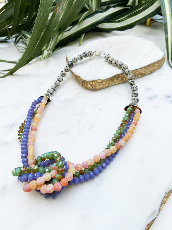 peach agate, purple and green uptown necklace