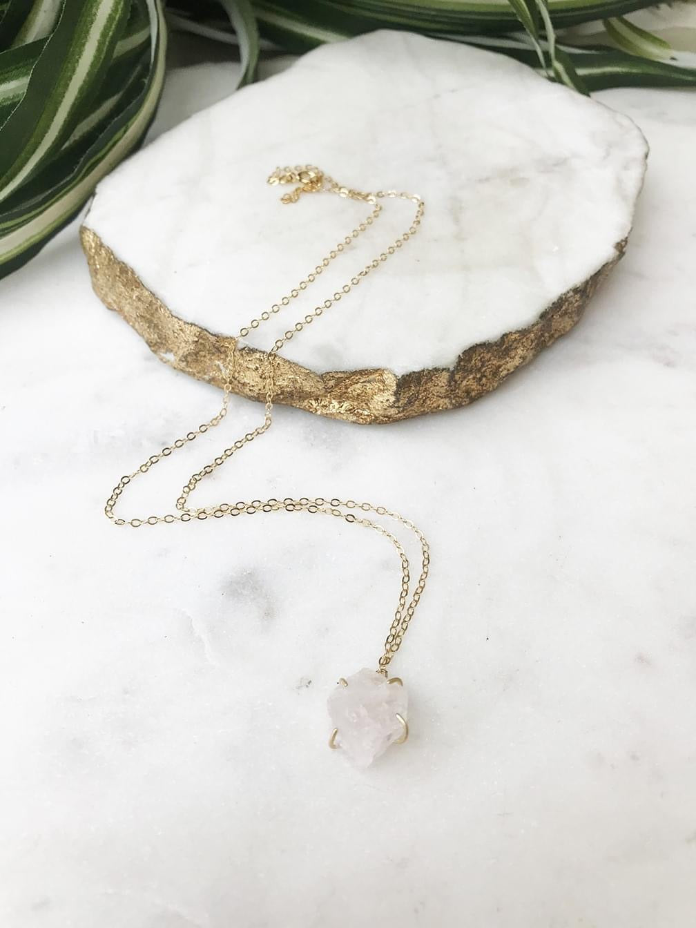 crush necklace - rose quartz and gold vermeil
